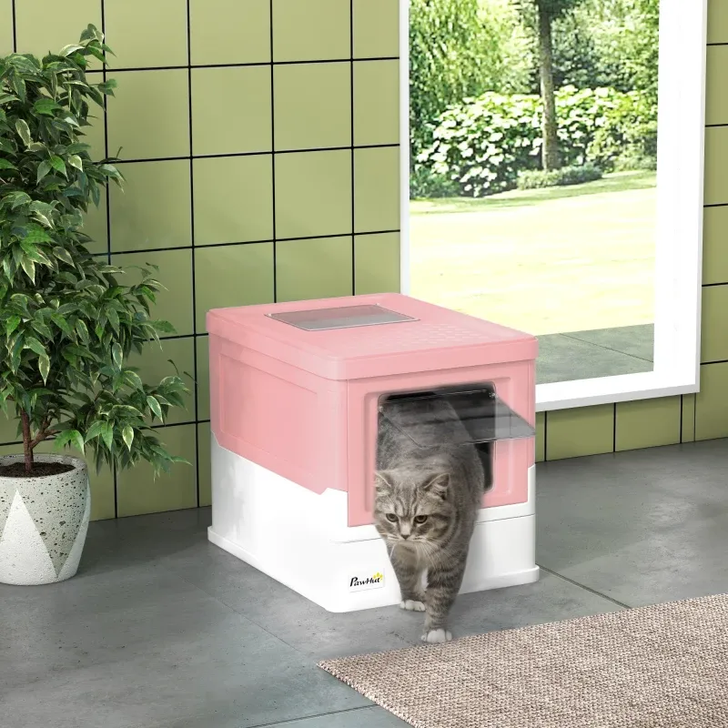 Katzentoilette Button-In-Design – herausnehmbare Bodenwanne, Rosa