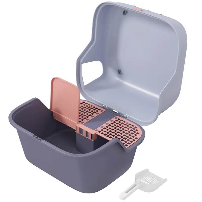 Katzentoilette – Deckel, Schaufel, leicht zu reinigen, verschliessbar, Lila