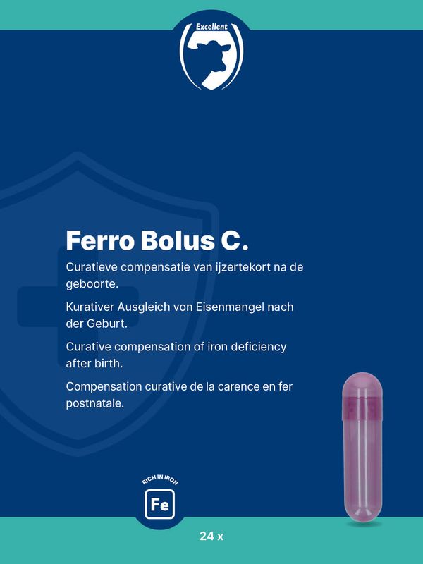 Ferro Bolus – 24 Stück – Für den optimalen Aufbau von Eisenspeichern – Kälber