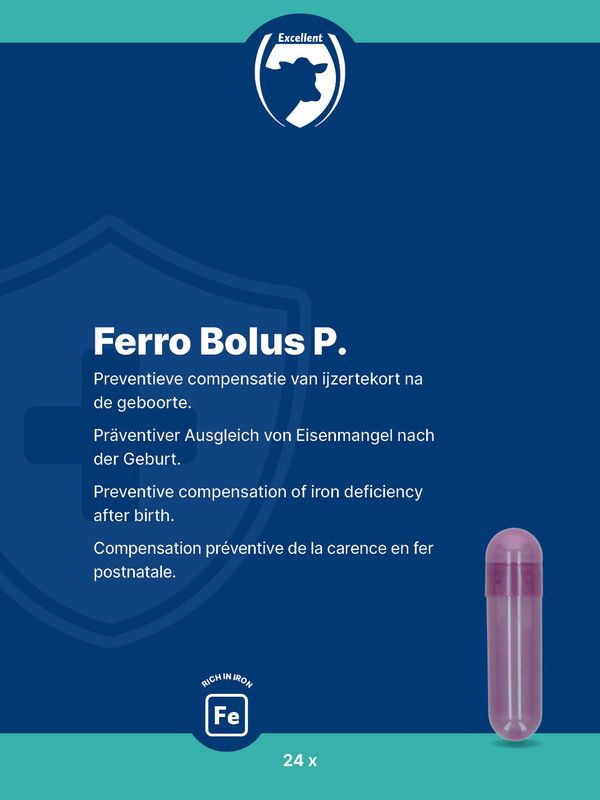 Ferro Bolus P – 24 x 8,5 g – Vorbeugende Eisenergänzung für Kälber