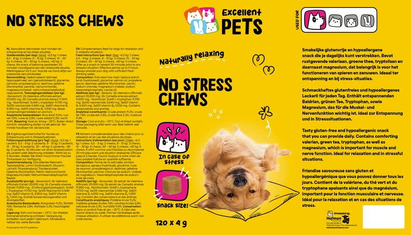 Excellent Pets No Stress Soft Chews – 120 Treats – Entspannung bei Stresssituationen