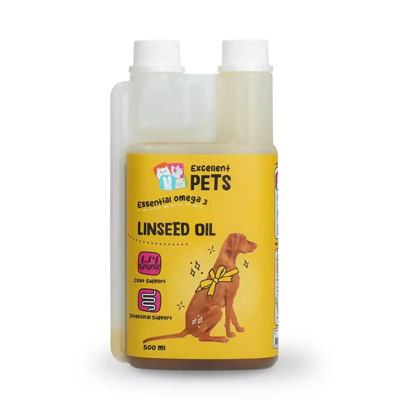Excellent Pets 100% reines, kaltgepresstes Leinsamenöl – 500 ml – Gelenke, Verdauung, Haut &amp; Fell