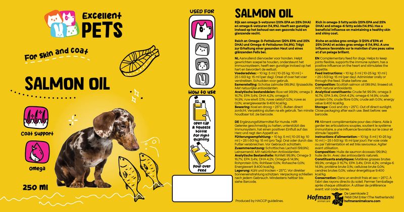 Excellent Pets Dog Salmon Oil – Lachsöl 250 ml – Gelenke, Immunsystem, Herz