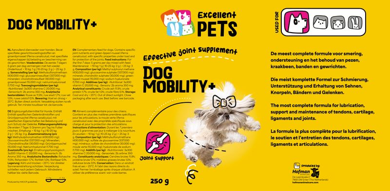 Excellent Pets Dog Mobility+ – 250 g – Gelenke, Sehnen, Knorpel, Bänder