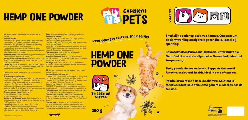 Excellent Pets Hemp One Powder – 250 g – Darmfunktion & Allgemeine Gesundheit