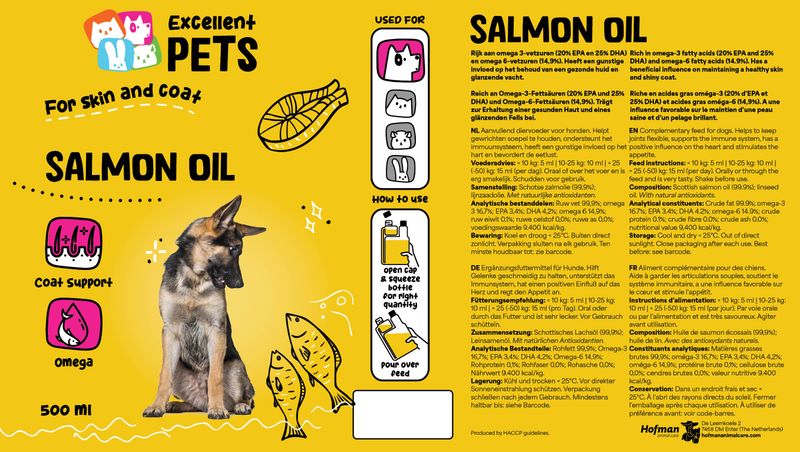 Excellent Pets Dog Salmon Oil – Lachsöl 500 ml – Gelenke, Immunsystem, Herz