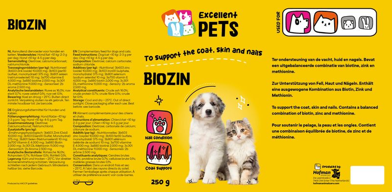 Excellent Pets Biozin – 250 g – Fell, Haut, Nägel