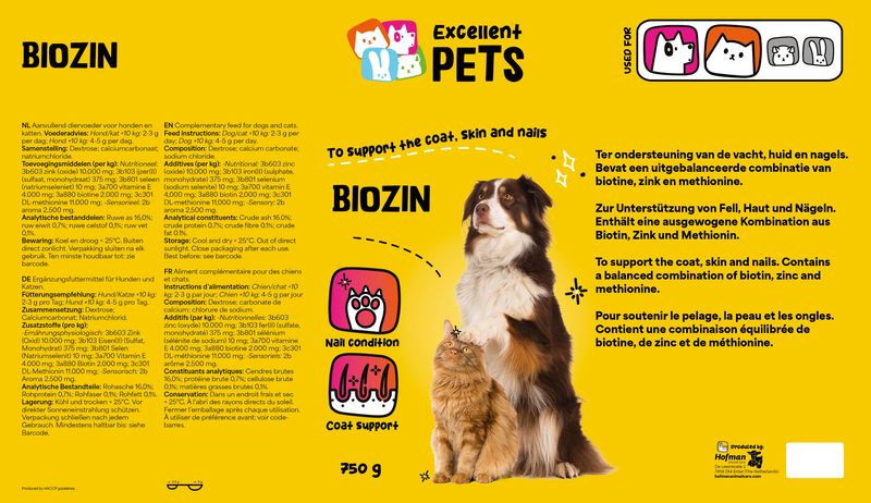 Excellent Pets Biozin – 750 g – Fell, Haut, Nägel