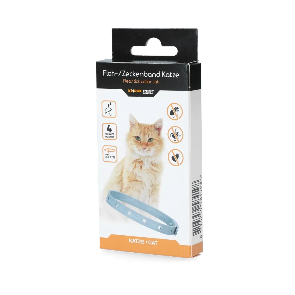 Knock Pest Floh/Zeckenhalsband Katze – 33 cm – Ungiftig &amp; Regenfest