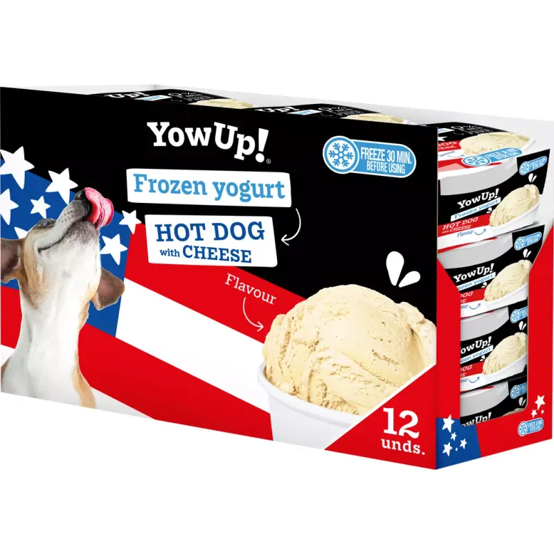 YowUp! Frozen Yoghurt Hot Dog mit Käse 110g – Laktosefrei– Joghurt für Hunde & Katzen
