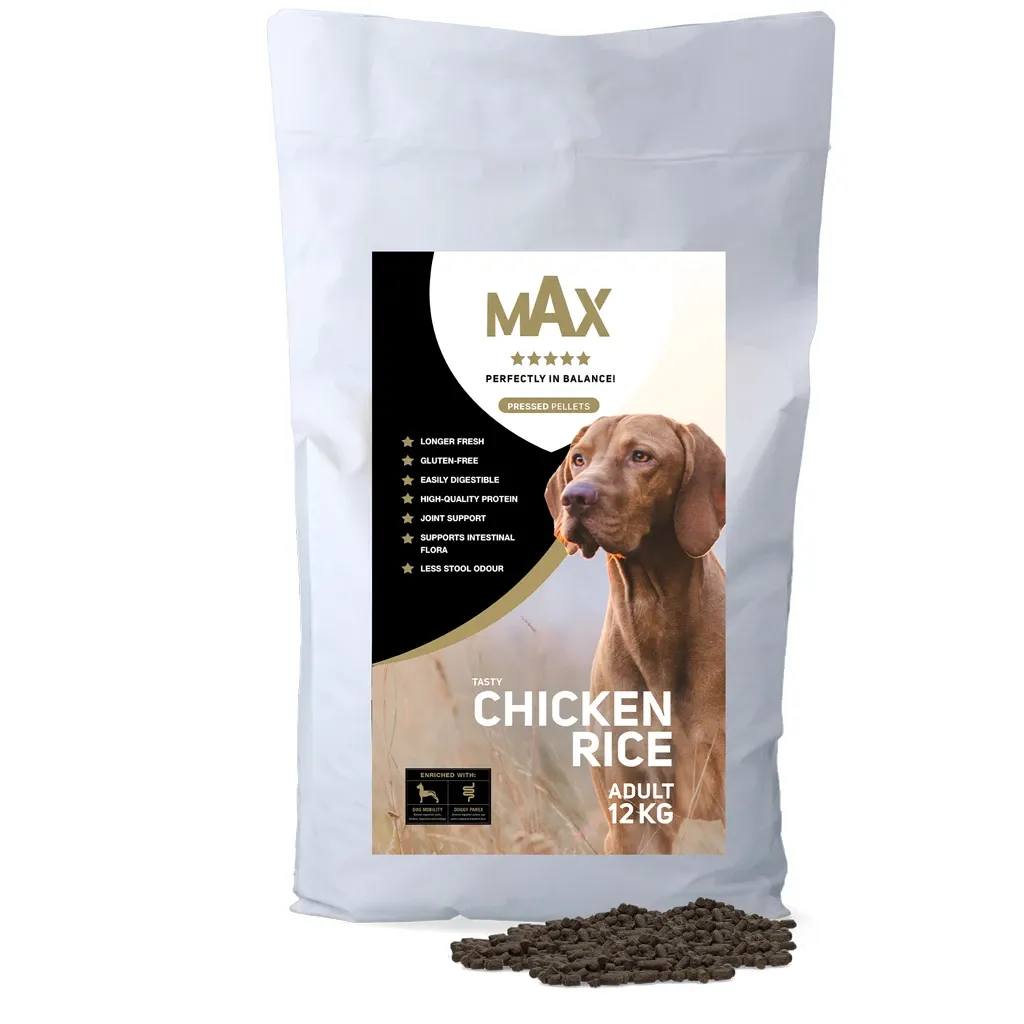 Max Adult Gepresste Pellets Huhn &amp; Reis – 12 kg – Hundefutter