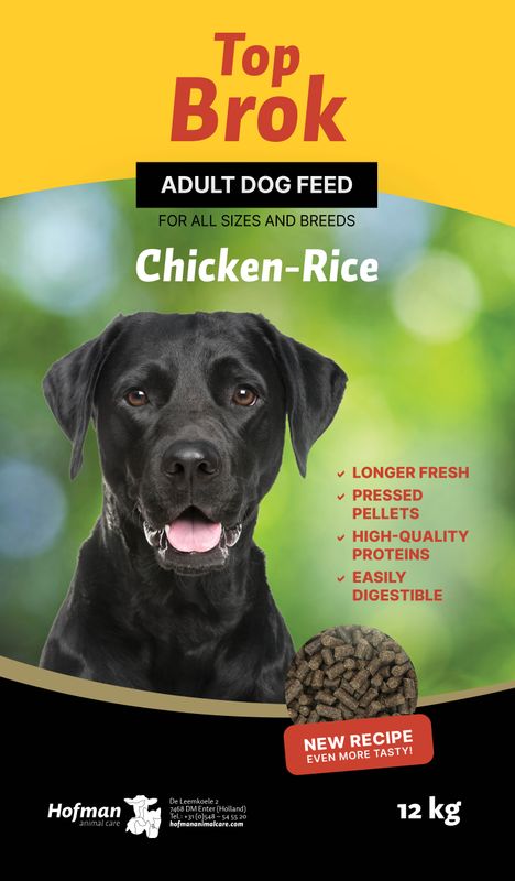 Topbrok Hundefutter Gepresste Pellets Huhn & Reis – 12 kg – Topform & Gesundheit
