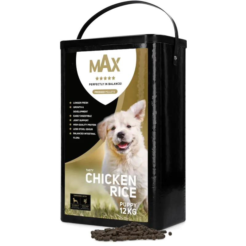 Max Puppy Gepresste Pellets Huhn &amp; Reis – 12 kg – Welpenfutter - Hundefutter