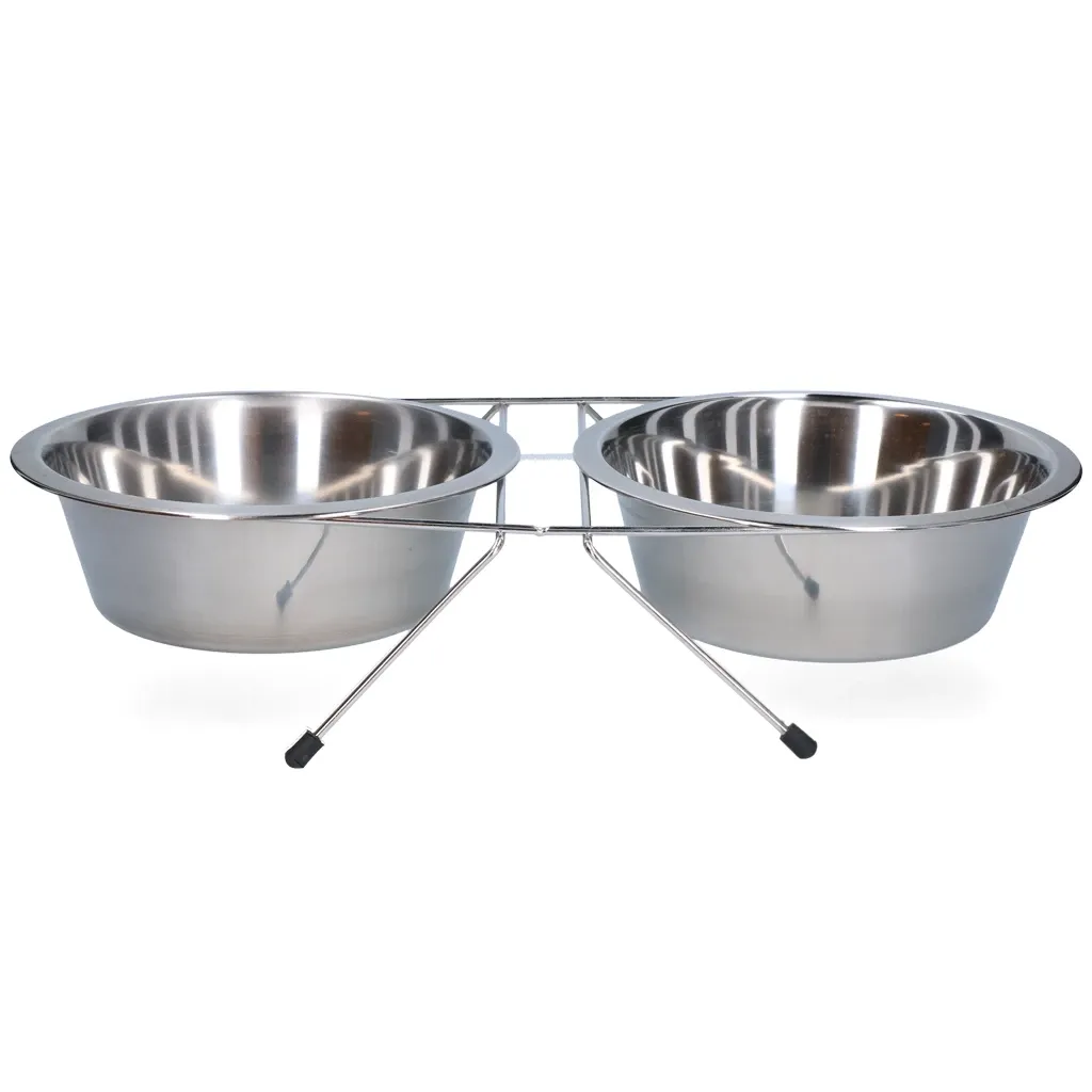 Robuster Futter- oder Trinknapf – Edelstahl mit Ständer – Ø 21 cm (1750 ml)