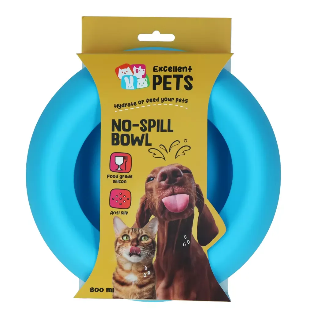 Excellent Pets No-Spill Bowl – 800ml Blau M – Futternapf &amp; Trinknapf