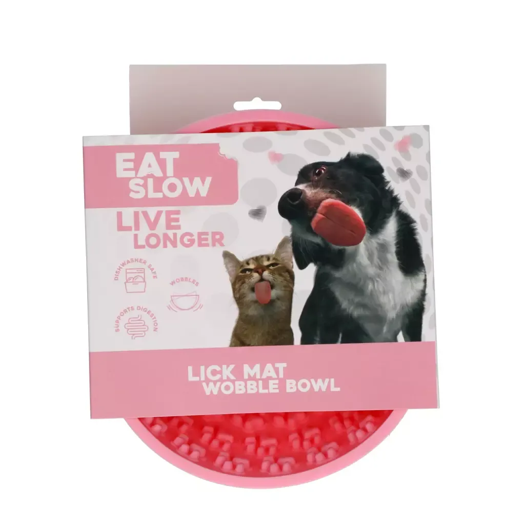 Eat Slow Live Longer Lick Mat Wobble Bowl Rosa – Leckmatte – Anti-Schlingnapf