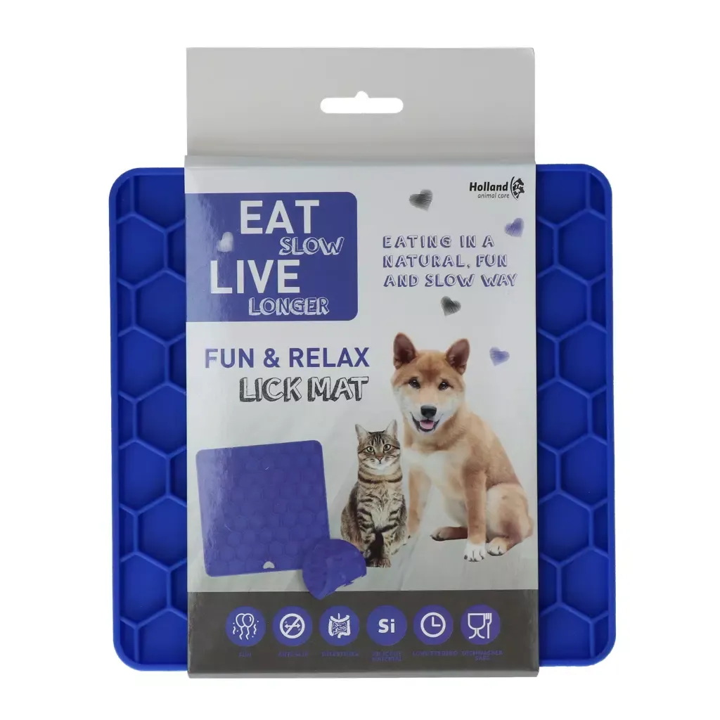 Eat Slow Live Longer Lick Mat Bienenwabe Blau – Schleckmatte – Beruhigend