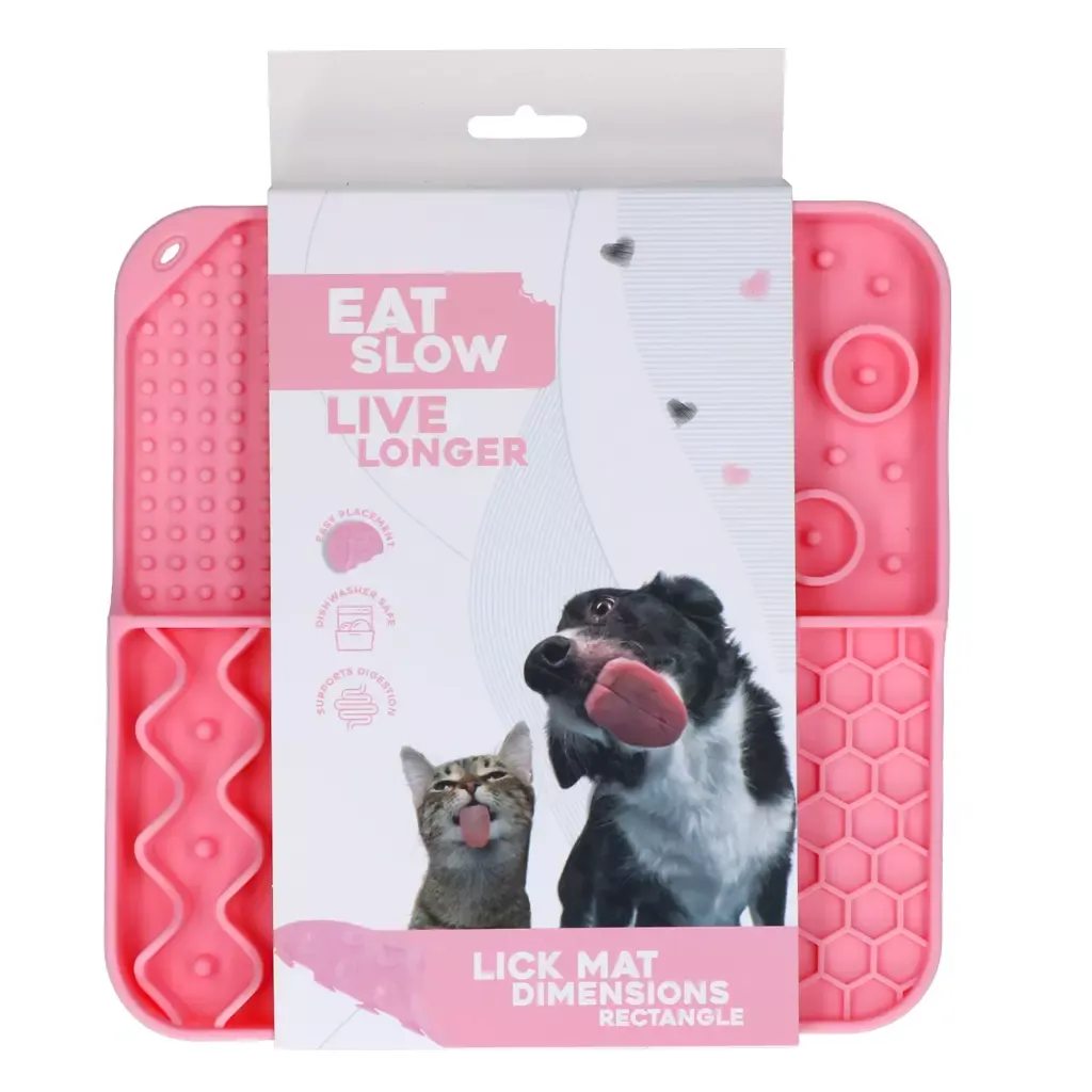 Eat Slow Live Longer Lick Mat Dimensions Rectangle Rosa – Leckmatte – 4 Muster