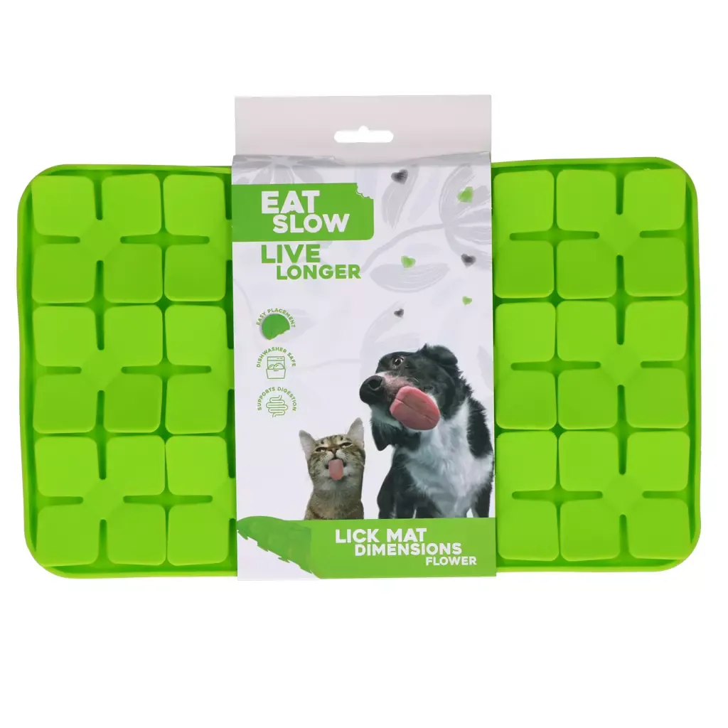 Eat Slow Live Longer Lick Mat Dimensions Flower Grün – Leckmatte – Herausfordernd