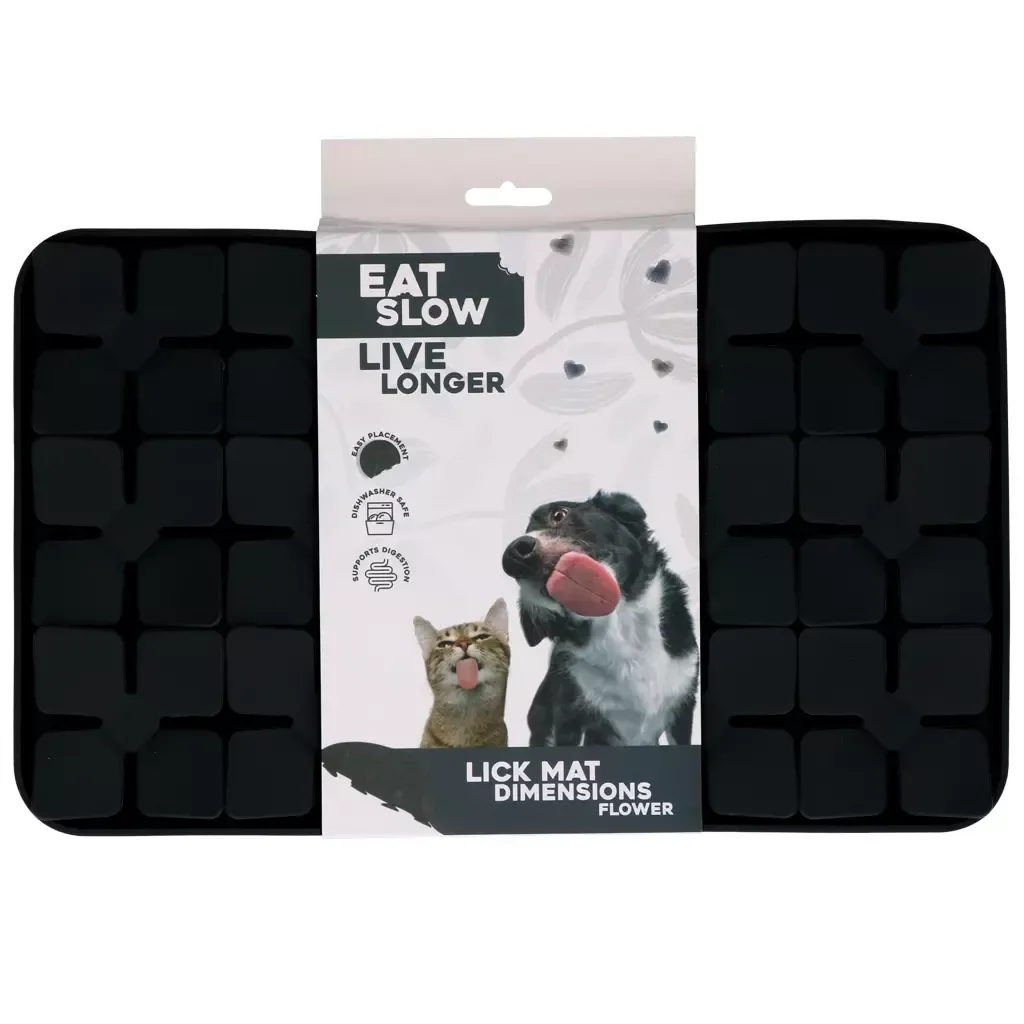 Eat Slow Live Longer Lick Mat Dimensions Flower Grau – Leckmatte – Herausfordernd