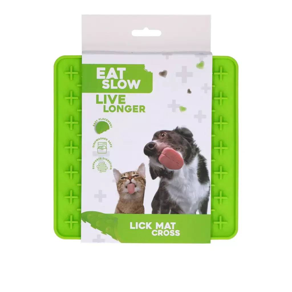Eat Slow Live Longer Lick Mat Cross Grün – Leckmatte – Herausfordernd