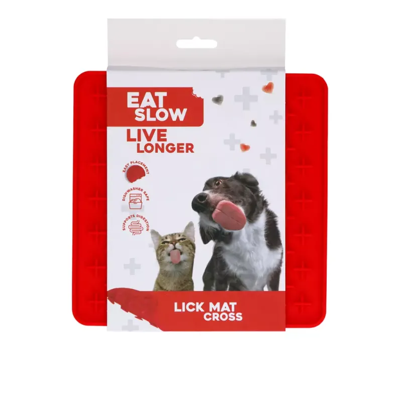 Eat Slow Live Longer Lick Mat Cross Rot – Leckmatte – Herausfordernd