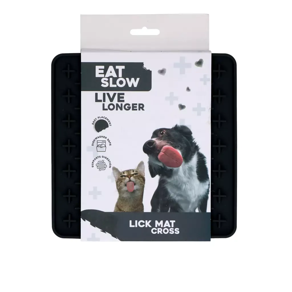 Eat Slow Live Longer Lick Mat Cross Grau – Leckmatte – Herausfordernd