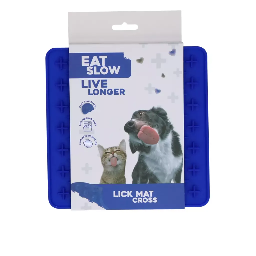 Eat Slow Live Longer Lick Mat Cross Blau – Leckmatte – Herausfordernd