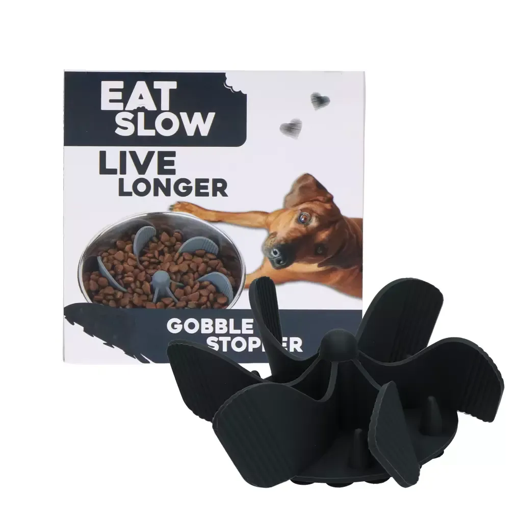 Eat Slow Live Longer Gobble Stopper Grau M – Anti-Schling Einsatz – Praktisch