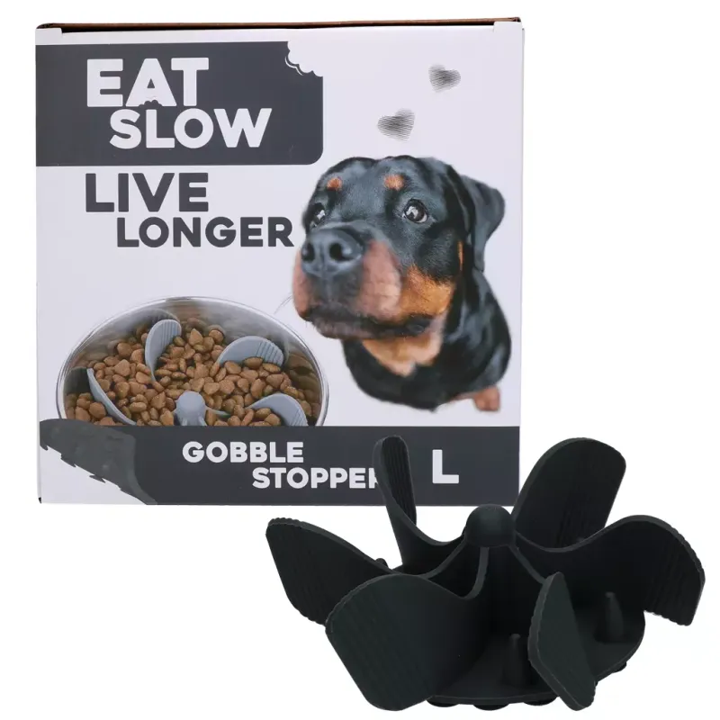 Eat Slow Live Longer Gobble Stopper Grau L – Anti-Schling Einsatz – Praktisch
