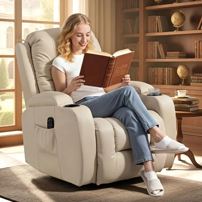 Massagesessel beige | 8 Punkte, 135° Liege, optional Montageservice