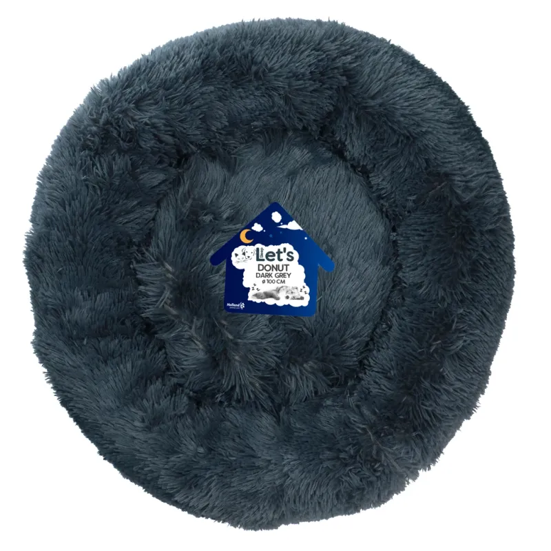 Let's Sleep Donut Dunkelgrau XXL – Hundebett – Katzenbett – Fluffy