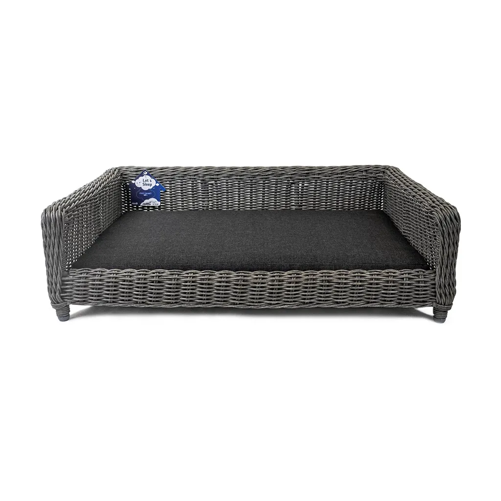 Let's Sleep Cozy Basket Weidenkorb XL Anthrazit – Hundekorb (115x78x30 cm)