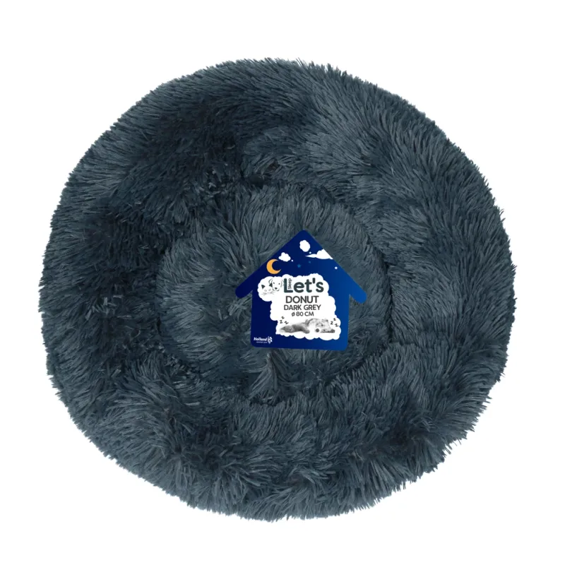 Let's Sleep Donut Dunkelgrau XL – Hundebett – Katzenbett – Fluffy