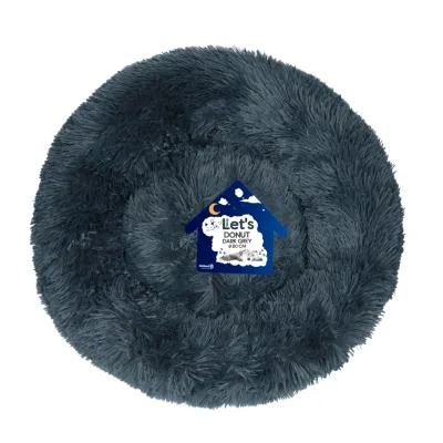 Let's Sleep Donut Dunkelgrau XL – Hundebett – Katzenbett – Fluffy