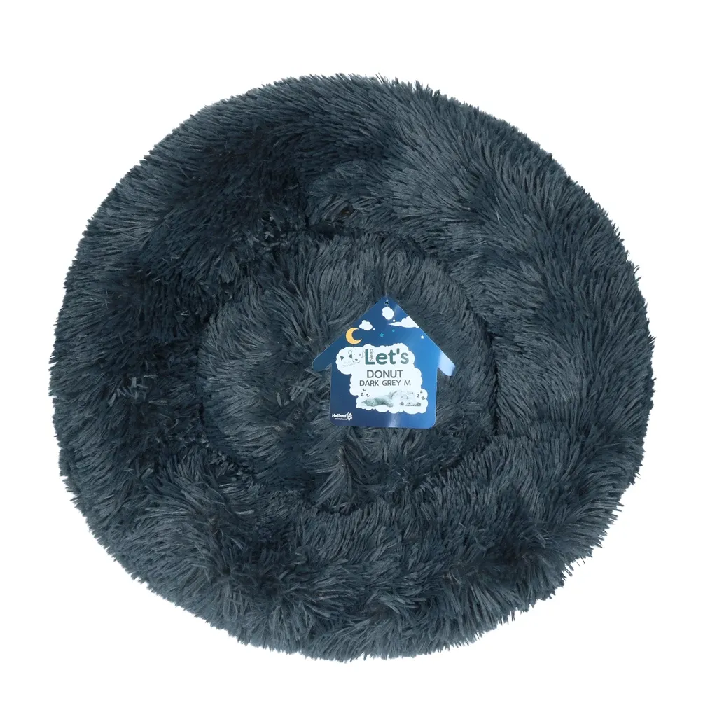 Let's Sleep Donut Dunkelgrau M – Hundebett – Katzenbett – Fluffy