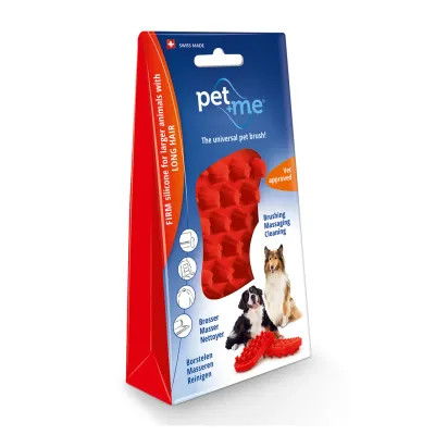 Pet+Me Dog Bürste Langhaar Rot – 4-in-1 – Fellpflege