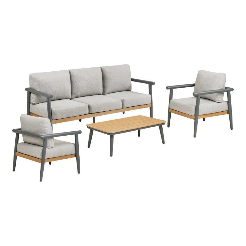 Comillas Lounge-Set Anthrazitgrau | Aluminium, inkl. Kissen, 4-teilig