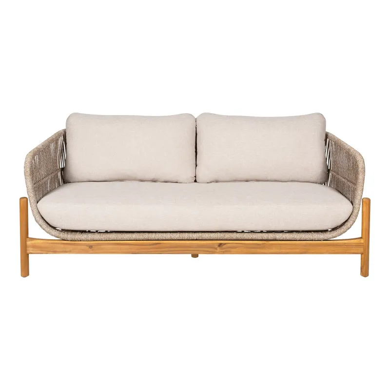 Terracina Lounge Sofa Braun/Beige | Akazie, inkl. Kissen, FSC® Terracina Lounge-Sofa, Akazie/Seil, Beige, inkl. Kissen. Komfortabel für Schweizer Aussenbereiche.