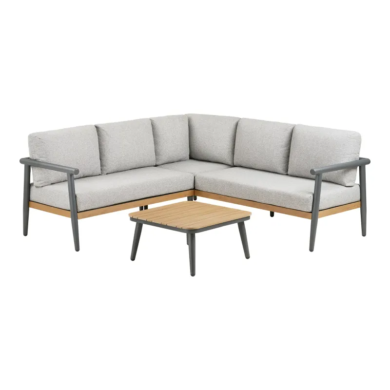 Comillas Ecklounge-Set Aluminium Anthrazitgrau Inkl. Kissen Comillas Ecklounge-Set: Ecksofa, Couchtisch, Anthrazitgrau, inkl. Kissen. Luxus für Schweizer Gärten.