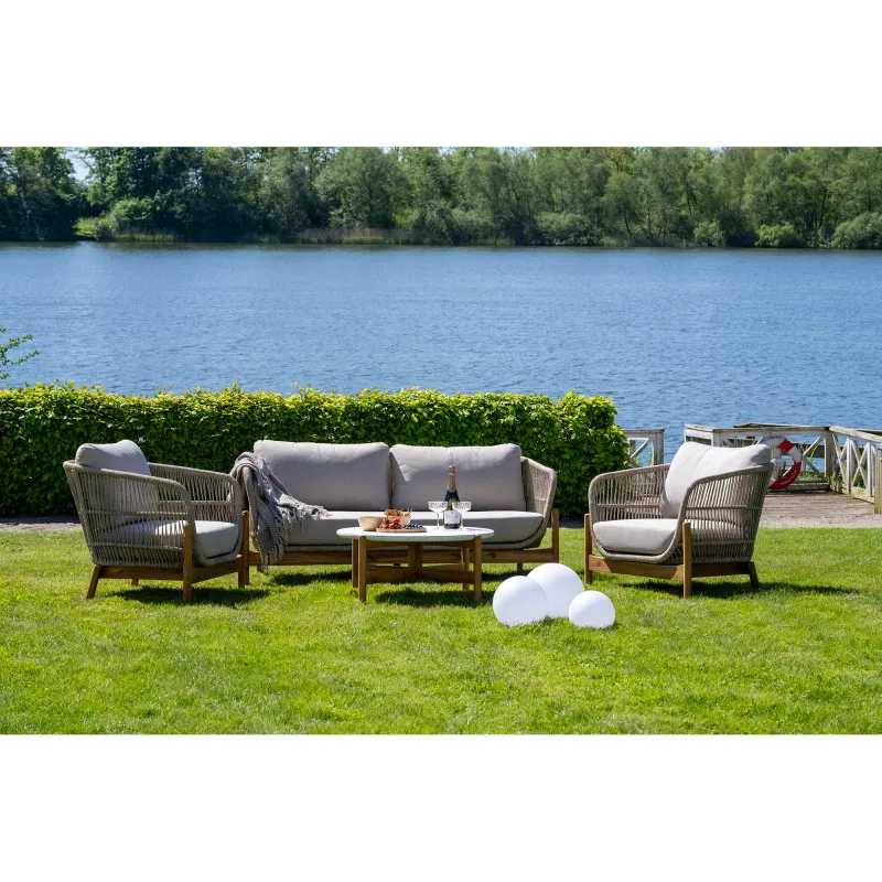 Terracina Lounge-Set Braun/Beige | Akazie, inkl. Kissen, Terrazzo, FSC®