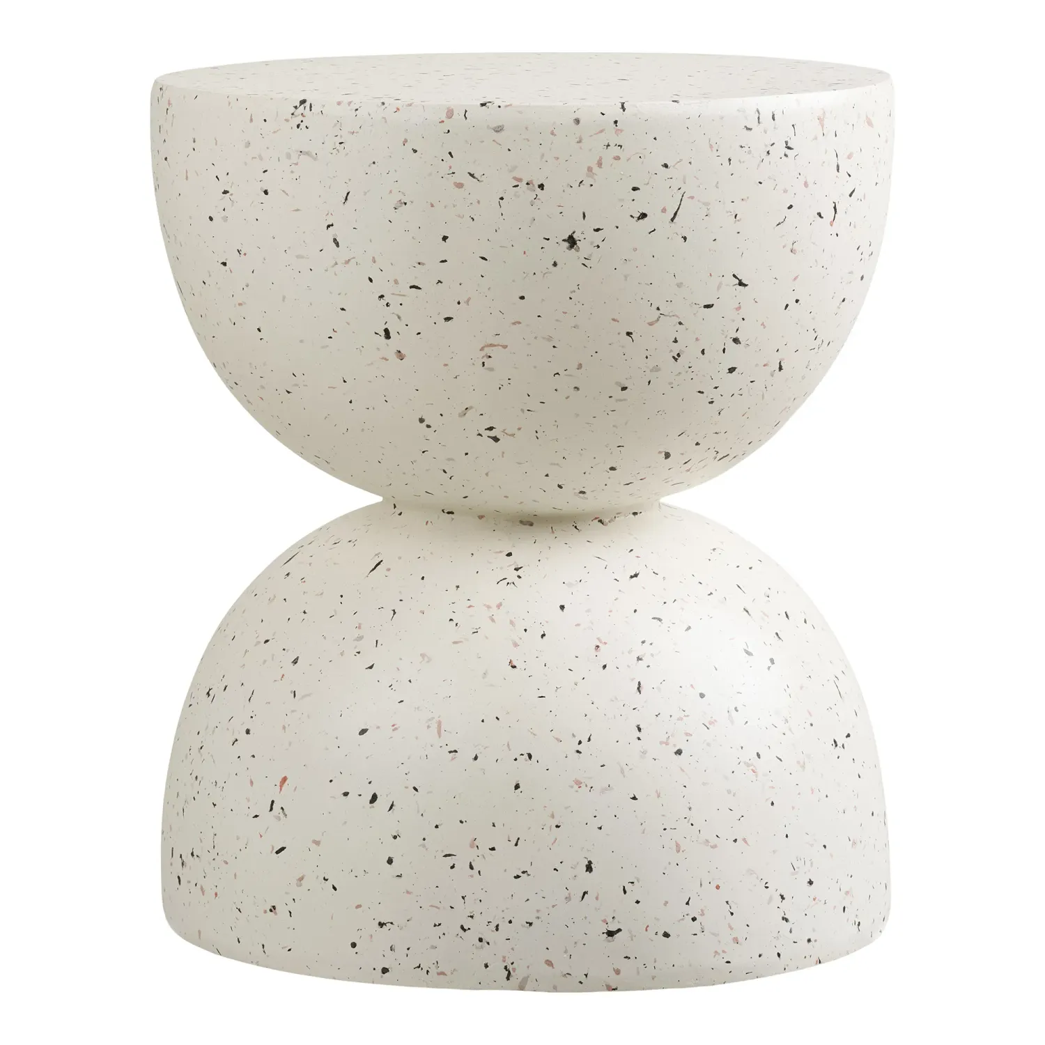Bonita Beistelltisch Cremefarben | Fiberclay, Terrazzo-Optik, Ø40x45 cm