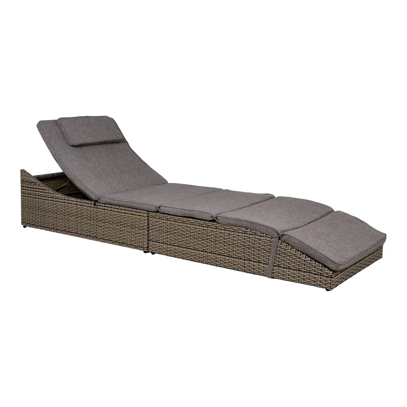 Geteilte Sonnenliege, Kubugrau, Polyrattan, inkl. Kissen, 200x60cm. Komfortabel für Schweizer Gärten.