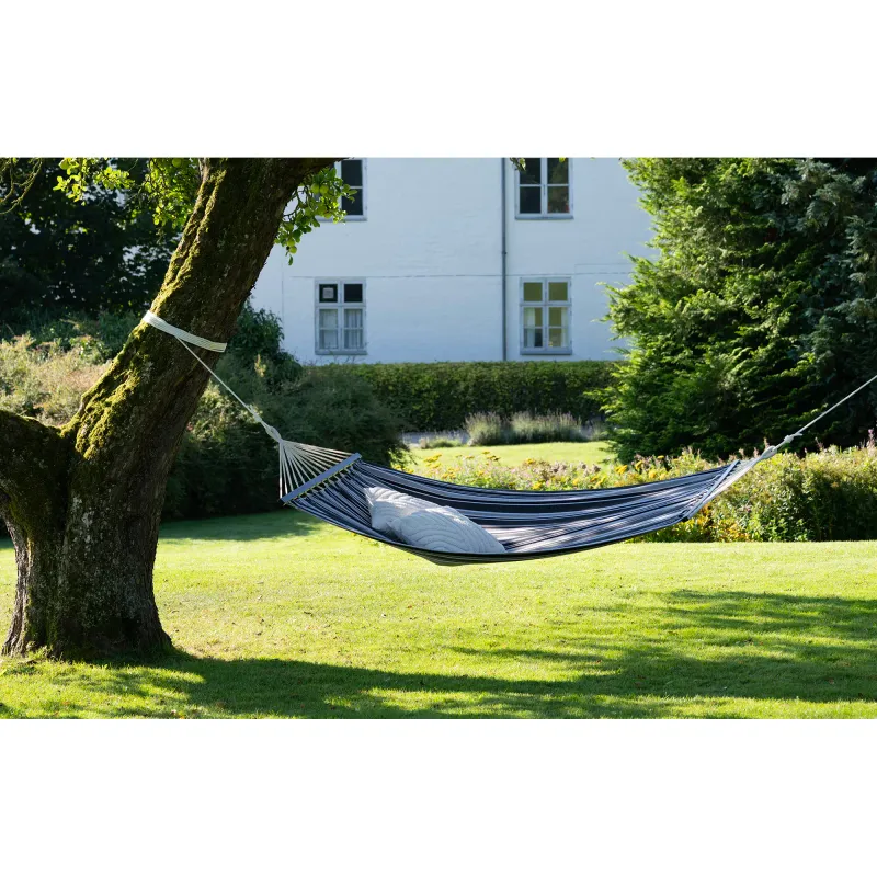 Lamia Hängematte | Baumwolle/Polyester, Lärche, schwarz/grau/weiss, 200x120 cm