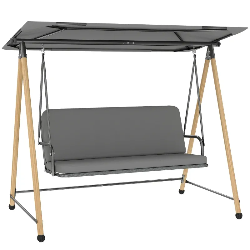 Hollywoodschaukel 3-Sitzer, verstellbares Dach, abnehmbares Kissen, Grau