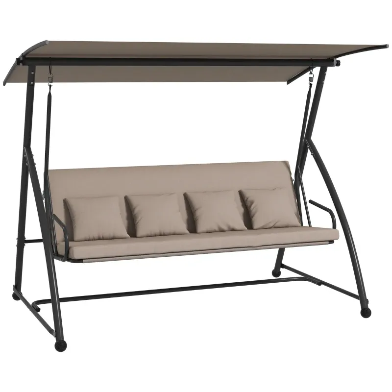 2-in-1 Hollywoodschaukel, Liegefunktion, 3-Sitzer, 170x110x153cm, Hellbraun