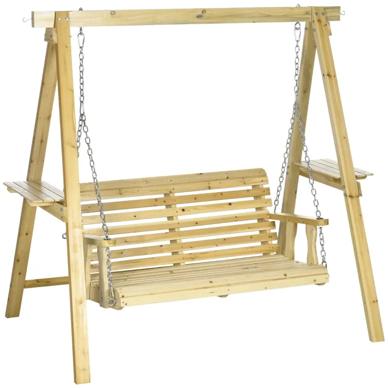Gartenschaukel, 2-Sitzer, Holz, höhenverstellbar, 196 x 120 x 171 cm