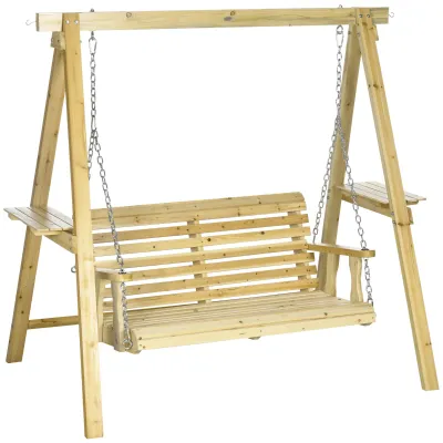 Gartenschaukel, 2-Sitzer, Holz, höhenverstellbar, 196 x 120 x 171 cm