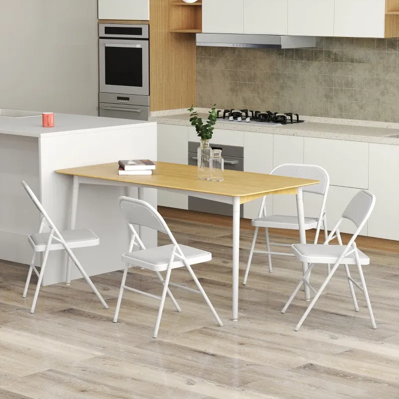 4er-Set Klappstühle tragbare Esszimmerstühle Stahlrahmen 45 x 46 x 78 cm Weiss