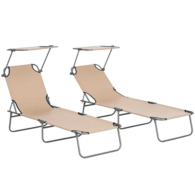 2er Set Sonnenliege klappbar, 5-Fach höhenverstellbar, 120 kg, Dunkelgrau+Schwarz